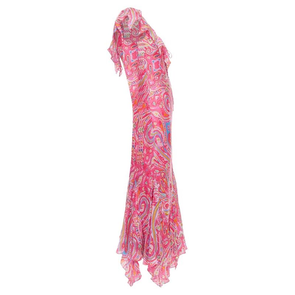 RALPH LAUREN Black Label Vintage pink watercolour paisley midi dress US8 M - Picture 4 of 6